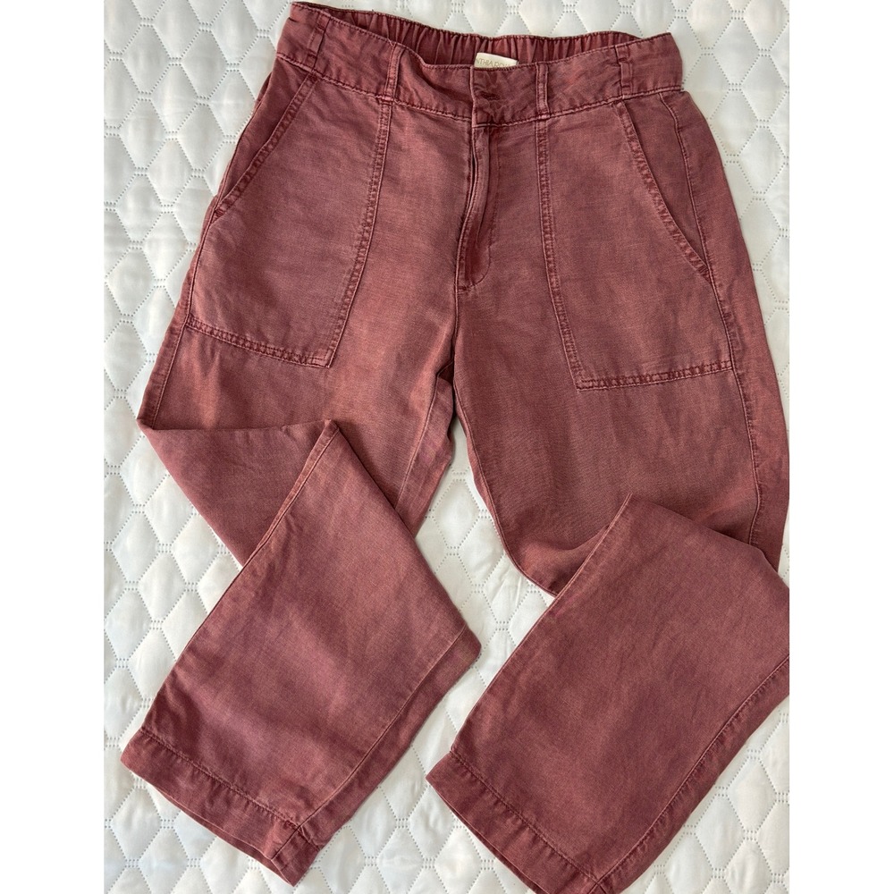 Cynthia Rowley Utility Pants Women 6 Terracotta Linen Lyocell Excellent Straight